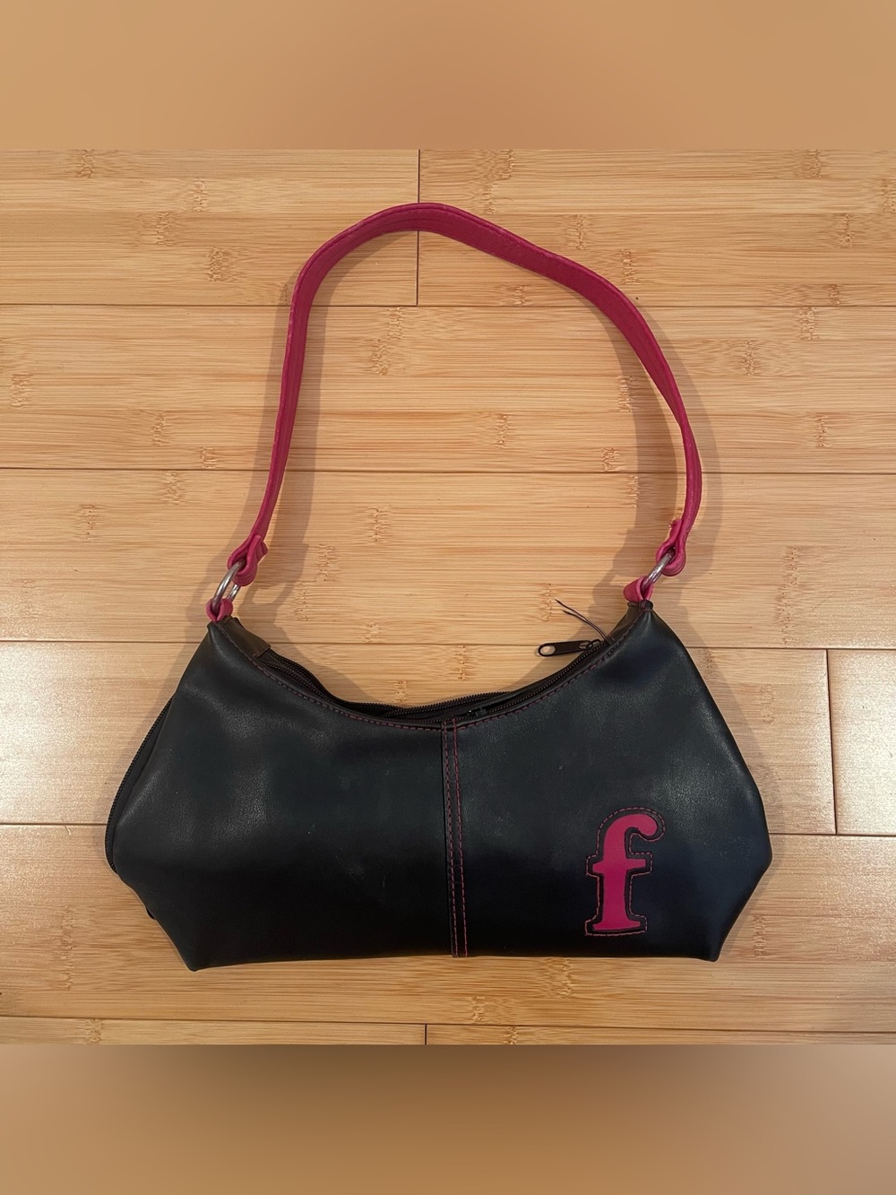Y2K Black & Pink “F” Initial Shoulder Bag Purse